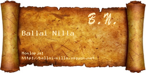 Ballai Nilla névjegykártya